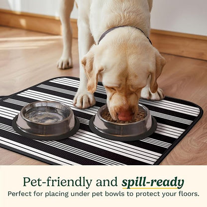 Cuisinart Dish Drying Mats for Kitchen Counter - (2) 16" x 18" Ultra Absorbent Kitchen Dish Drying Mat - Mesh Backing, Foldable, Machine Washable, Fast Drying Dish Mat (Solid Stripes)