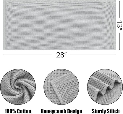 Kitinjoy 100% Cotton Waffle Weave Kitchen Hand Towels (13 x 28 Inches, Light Grey), 8-Pack Super Soft and Absorbent Dish Towels for Drying Dishes