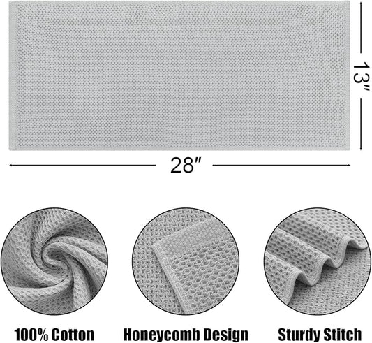 Kitinjoy 100% Cotton Waffle Weave Kitchen Hand Towels (13 x 28 Inches, Light Grey), 8-Pack Super Soft and Absorbent Dish Towels for Drying Dishes