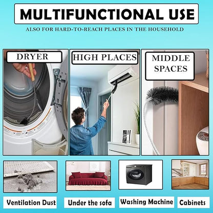 Dryer Vent Cleaner Kit (3-Pack): Flexible Extra Long Lint Brush & Refrigerator Coil Brush - Professional Dust & Pet Hair Remover for Appliance Cleaning.