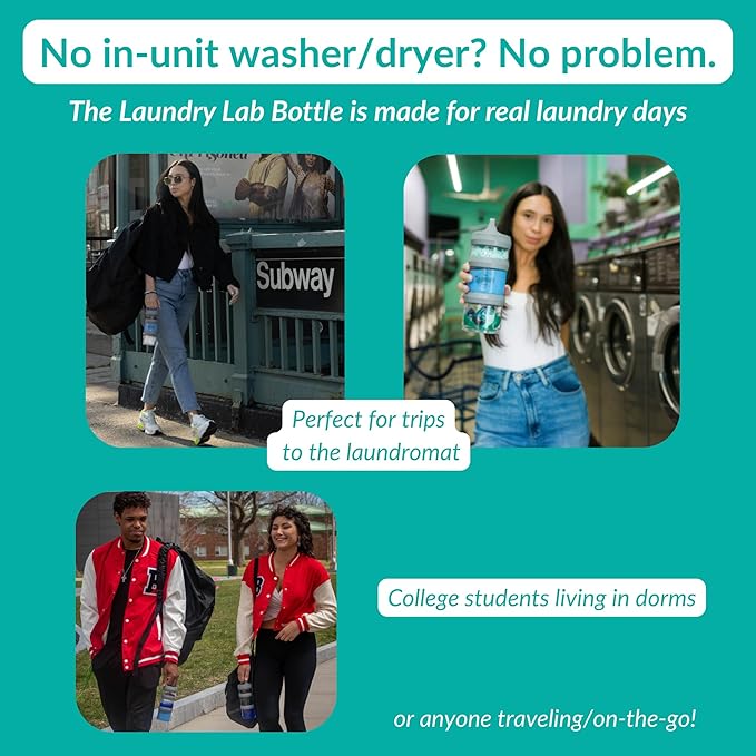 Bottle: Laundry Detergent Bottle – Refillable, Leakproof, Portable, Compact for Apartments, Dorms & Laundromats | College Laundry Essentials | Small-Space Organizer (Black)