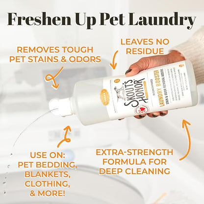Skout's Honor Laundry Booster Stain & Odor Removal Additive - Plant-Powered Formula for Pet Bedding, Clothing, and Washable Pee Pads - Eco-Friendly & Cruelty-Free, 32 oz, 2-Pack, Natural
