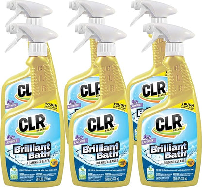 CLR Brilliant Bath Foaming Action Bathroom Cleaner Spray - For Use on Toilets, Baths, Showers, Sinks, Glass, Stainless Steel - Lavender Scent, 26 Ounce Bottle (Pack of 6)