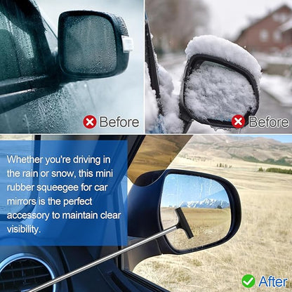 2 Pcs Car Mirror Wiper, 38.6in Handle Car Side Mirror Squeegee, Car Mirror Squeegee, Side Mirror Squeegee, Mini Squeegee for Rainy Foggy Weather