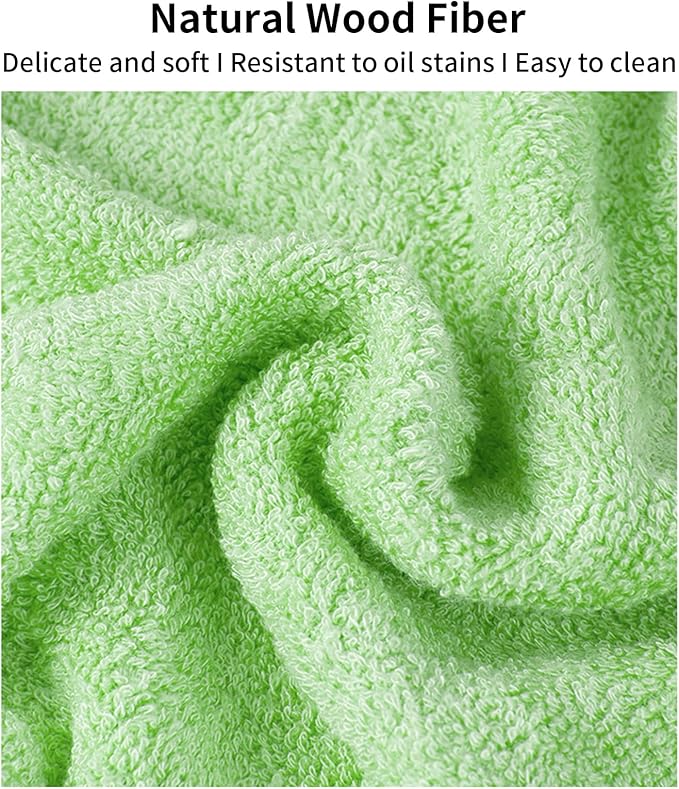 Bamboo Microfiber Cleaning Cloth,8 or 10Pcs Reusable Kitchen Wash Cloths,Wood Towels for Kitchen Window Glass Car (Green,10inch, 8pcs)
