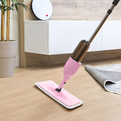 Multi-Surface Spray Mop Kit 3-in-1 with Flat, Round, Squeegee Mop Heads, Refillable Water Bottle, Machine Washable Pads for Floors, Windows