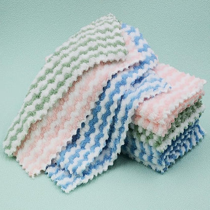 10PACK Kitchen Cleaning Cloths, Microfiber Dish Cloths: All-Purpose Washing/Soft/Lint Free/Absorbent/Quick Dry Reusable Washable Towels for Bathroom/Car/Glass, 10''x10'' - Mixcolor