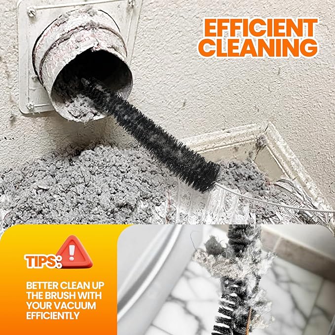 Dryer Vent Cleaner Kit - Long Flexible Vacuum Brush, Dryer Lint Brush Refrigerator Coil Kit, Lint Remover for Removing Dust and Pet Hair