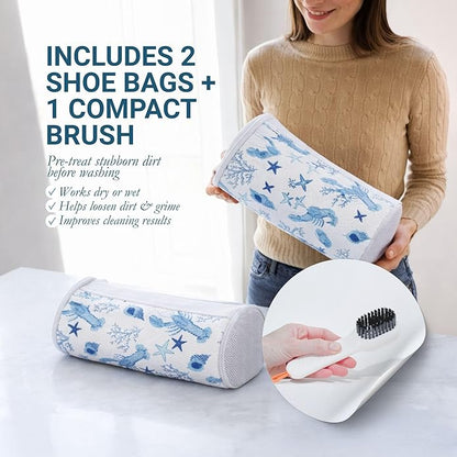 Bluehome Shoe Washing Machine Bags (2-Pack) – Protective Mesh Laundry Bags for Shoes, Includes Sneaker Brush