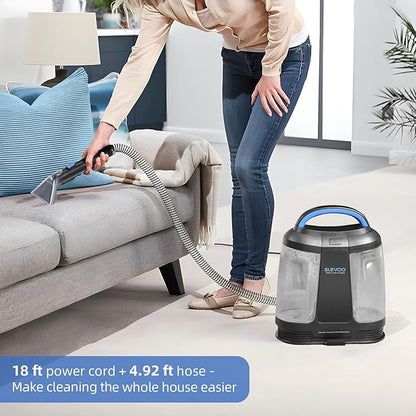 Carpet Cleaner Machine 11Kpa Strong Suction, New 450W Powerful Motor, Portable Upholstery Cleaner with Spot Cleaner, Stain Remover for Pet Accident, Rugs, Carpet and Upholstery Black (AU-C003)