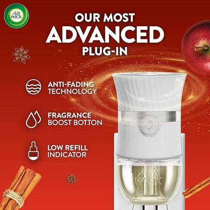 Air Wick Plug In Scented Oil Refill, Infused with Essential Oils, Plug In Air Fresheners for Home, Fall Scent, Fall Décor, Apple Cinnamon Medley, 6 ct