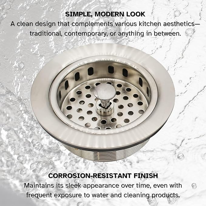 Westbrass A214-07 3-1/2" Post Style Large Kitchen Sink Basket Strainer, Satin Nickel