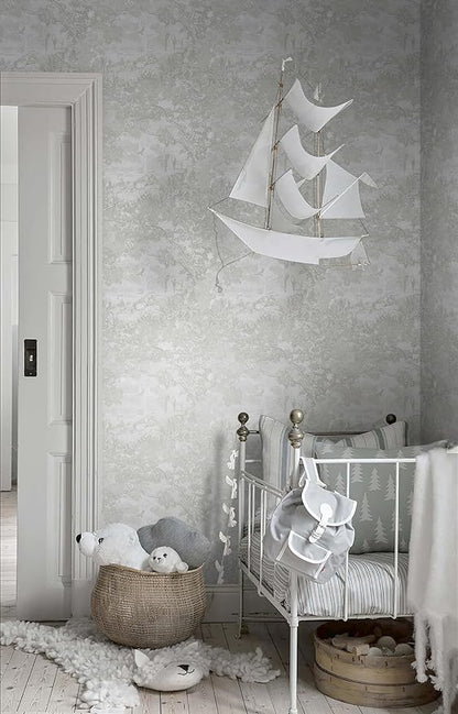 Heroad Peel and Stick Wallpaper Grey and White Vintage Forest Animals Floral Wallpaper Removable Self-Adhesive Contact Paper for Bedroom Living Room Cabinets Decoration Thicken Vinyl 17.3" x 197"