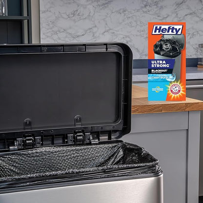 Hefty Ultra Strong Trash Bags 13 Gallon Black | Tall Kitchen | Drawstring Closure | Odor Control | Clean Burst Scent | 40 Bags, Pack of 6