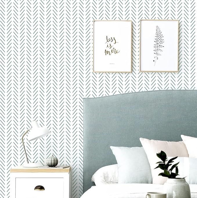 Orainege Green Peel and Stick Wallpaper Herringbone Contact Paper 17.7 in x 196.8 in Modern Geometric Removable Wallpaper Peel and Stick Green and White Chevron Decorative Self Adhesive Wall Paper