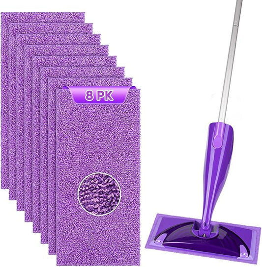 HOMEXCEL Microfiber Pads Compatible with Swiffer Wet Jet-15"x5.5", Reusable Pad Refills, Machine Washable Replacements for Multi Surface Wet & Dry Floor Cleaning, 8 Pack
