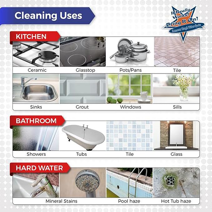 BRING IT ON! CLEANER 2 Pack 32 Oz Hard Water Stain Remover for Glass, Shower Door Cleaner, Soap Scum & Limescale Remover for Tile, Grout, Bathroom & Sink