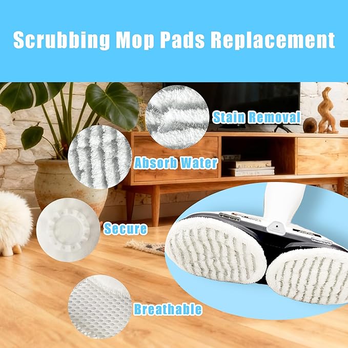Steam Mop Pads Replacement Brush Head for Shark Steam Mop S7000 S7201 S8001 S8201 Series, Scrub Mop Pads Deep Cleaning for Hard/Tile Floors-2 Red/2 Grey