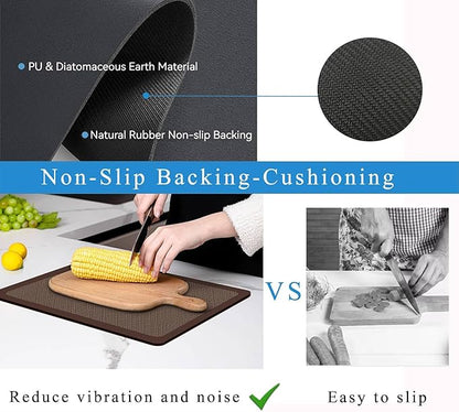 Dish Drying Mat for Kitchen Counter,Drying Mat for Dish Rack,Absorbent Hide Stain Rubber Mat,Coffee Mat, Kitchen Counter Mat (Brown Style, 18"x24")