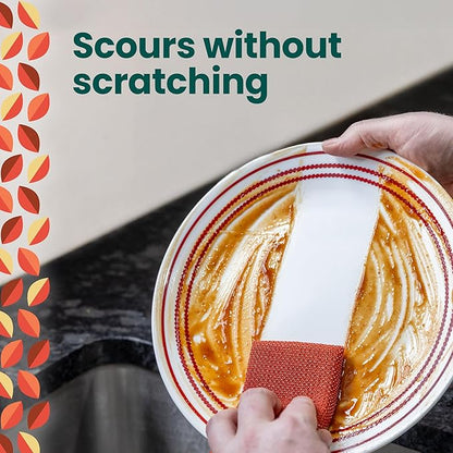Scotch-Brite Harvest Dobie Scrubbing Pads, Non-Scratch Kitchen Sponge for Cleaning Dishes, Appliances, and Bathrooms, Copper Acorn Dish Sponge That Dries Fast, 2-Pack