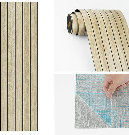 Wallercity Light Brown Wood Slat 3D Wall Panels Self Adhesive Soundproof Wooden Panel for Bedroom Living Room Peel and Stick Wood Paneling for Interior Decor Waterproof Acoustic Fence 11.7''x197''