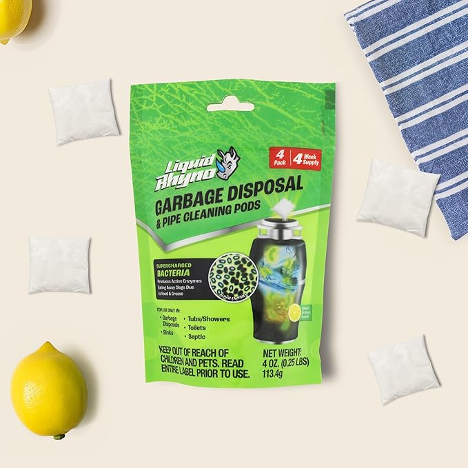 Danco Liquid Rhyno Garbage Disposal Cleaning Pods, Deodorizes and Eliminates Foul Disposer Odors, 4-Pack (12110)