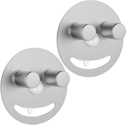 Smiley face sponge holder, kitchen Sink Caddy Organizer with Suction cup,Made of rust-proof aluminum that never rusts for Mommy & Daddy Sponges silvery (2-Pack）