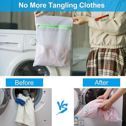 GOGOODA 5 Pack Mesh Laundry Bags, Delicates Washing Bags for Sweater Blouse Hosiery Bras Premium Wash Bags for Travel Storage Organization (5 Set)