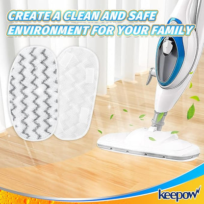 KEEPOW Heavy-Duty Steam Mop Pads for PurSteam ThermaPro 10-in-1, Extra Thick & Highly Absorbent Microfiber, Washable Reusable Replacement Pads for Deep Cleaning - 4 Pack
