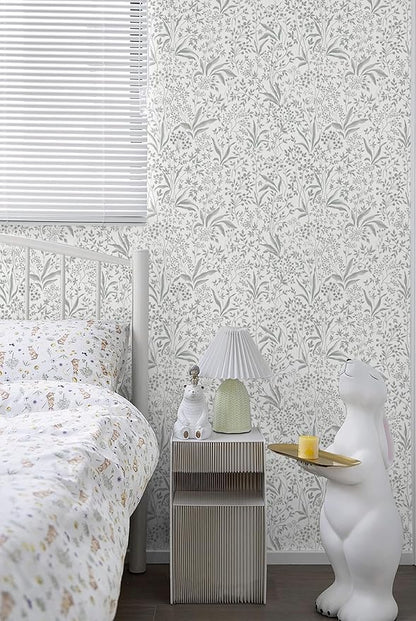 Heroad Peel and Stick Wallpaper Boho Floral Contact Paper 17.3''x393'' Leaf Wall Paper Removable Self Adehsive Wallpaper for Cabinets Drawers Bedroom Kitchen Bathroom Waterproof Decor Vinyl Roll