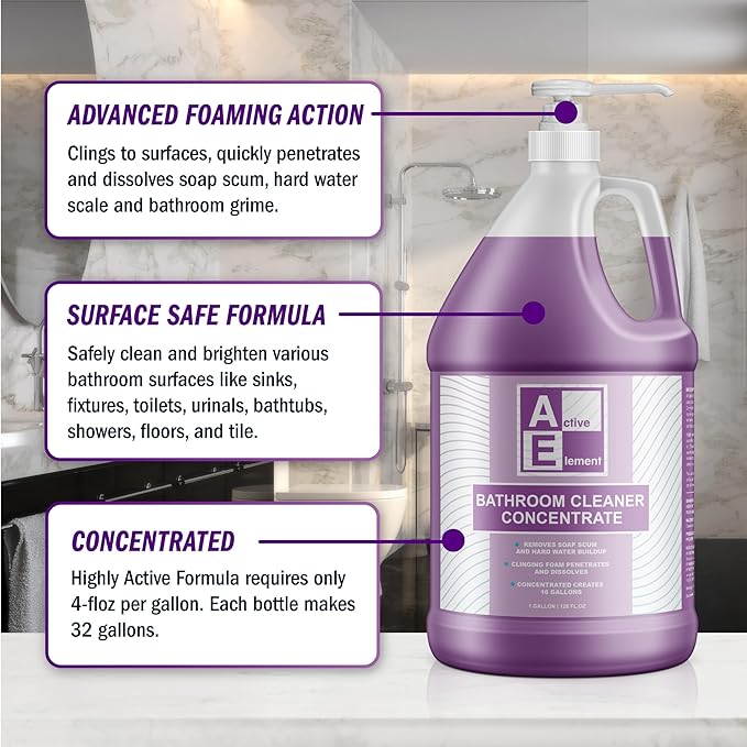 Bathroom Cleaner Concentrate- Makes 128 Gallons - Multipurpose Foaming Spray for Tub and Tile, Shower, Sink, Bathtub and Toilet