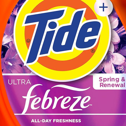 Tide Ultra Febreze Liquid Laundry Detergent, Spring and Renewal scent, 84 fl oz, 59 Loads, Laundry Detergent Liquid with All-Day Freshness