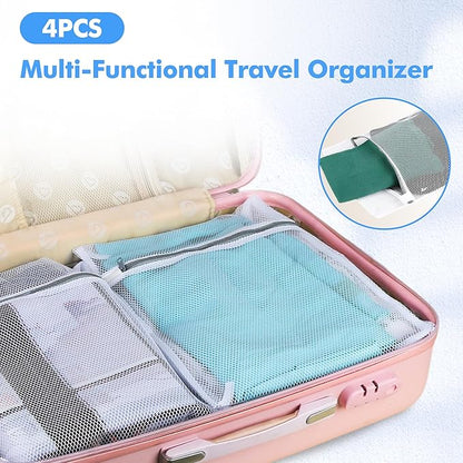 4PCS Large Mesh Laundry Bags for Delicates - 12x16 Inch White Honeycomb Wash Bags for Lingerie, Sweaters, Shoes