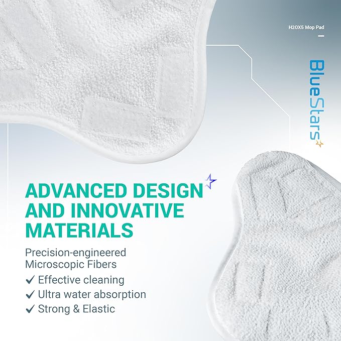BlueStars 10-Pack H2OX5 Microfiber Steam Mop Pads Replacement – Compatible with H2O H20 Steam Mop X5 – Washable & Reusable, Exact Fit for H2O X5 Steam Cleaners