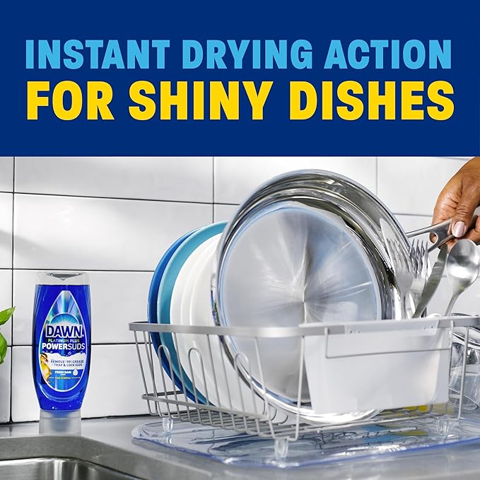 Dawn Platinum Plus PowerSuds Dish Soap Liquid, Dishwashing Liquid, Dish Detergent, Fresh Rain Scent, 51.5 fl oz (Pack of 2)