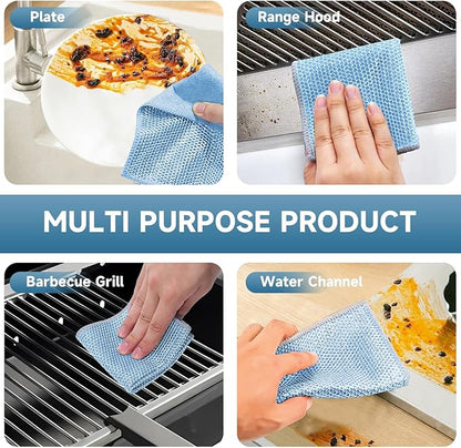 12PCS Upgrade Wire Dishwashing Rag, Non-Scratch, Wet and Dry, Double Layer, Multipurpose Wire Dishwashing Rags for Kitchen, Sinks, Cookware, Stove, Easy Rinsing, Reusable