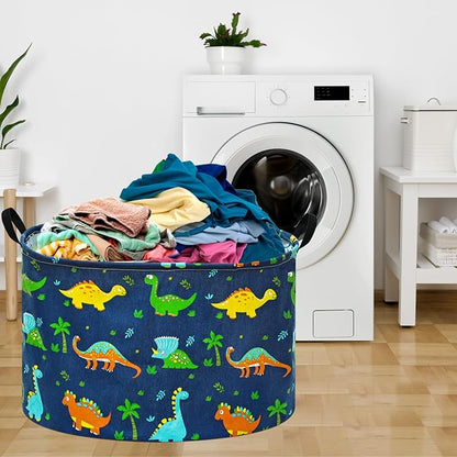 21.6" Round Laundry Basket Gift Basket Storage Laundry Hamper Laundry Basket Toys Nursery Bin with Handles,Storage Basket for Bedroom Decor