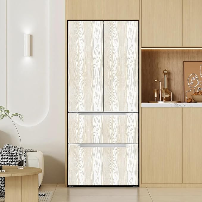 Yun-aeon White and Gold Wood Contact Paper 17.3"x80" Rustic Wooden Peel and Stick Wallpaper Removable Self-Adhesive Wallpaper Wood Grain Contact Paper for Countertops Cabinets