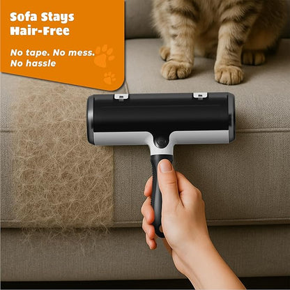 Pet Hair Remover and Reusable Lint Roller - Cat and Dog Hair Remover for Couch, Furniture, Carpet, Clothing and Bedding - Portable, Multi-Surface Fur Removal Tool (Gray)