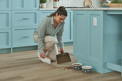 Harper Live.Love.Clean. Snap-Together Bamboo Counter Brush & Resin Dust Pan Set for Cleaning Dust, Pet Hair & Fine Dry Dirt