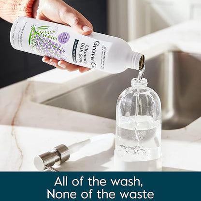Grove Co. Ultimate Dish Soap Refills (3 x 16 Fl Oz) Removes 48-hour Stuck-on Food and Grease, Plastic-Free Cleaning Products, 100% Natural Lavender Blossom & Thyme Fragrance