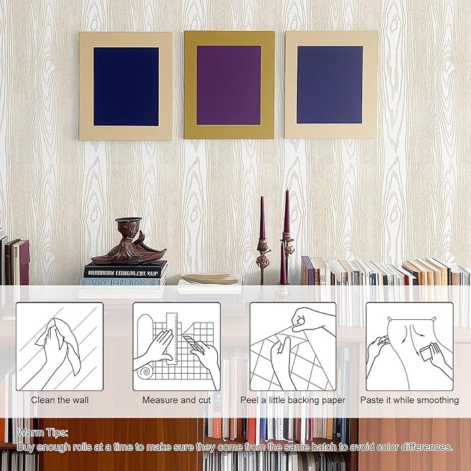 Yun-aeon White and Gold Wood Contact Paper 17.3"x400" Rustic Wooden Peel and Stick Wallpaper Removable Self-Adhesive Wallpaper Wood Grain Contact Paper for Countertops Cabinets