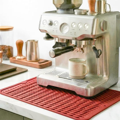 MicoYang Silicone Dish Drying Mat for Multiple Usage,Easy clean,Eco-friendly,Heat-resistant Silicone Mat for Kitchen Counter or Sink,Refrigerator or drawer liner Red L 16 inches x 12 inches