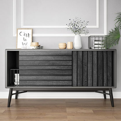 VEELIKE Charcoal Black Wood Slat Peel and Stick Wallpaper 24''x118'' Modern Wood Panel Look Contact Paper Waterproof Self Adhesive Slat Vinyl Wall Covering for Living Room Bedroom Office Accent Walls