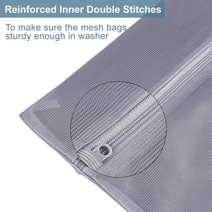 4 pack Mesh Laundry Bags,Mesh Wash Bags,Lingerie Bags for Washing Delicates,12 x 16 Inches lingerie bags for Laundry, Travel Storage Organize Bag for Cotton Clothes,Sheet, Shoes(GREY)