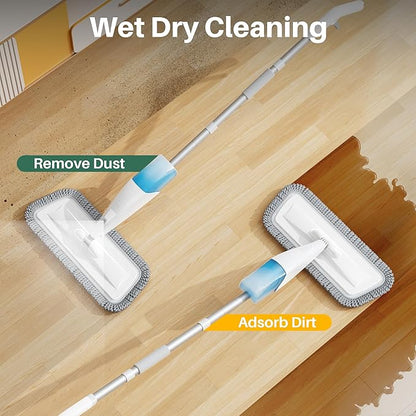 JOYMOOP Spray Mop for Floor Cleaning, Dry & Wet Microfiber Cleaner with 18oz Refillable Bottle and 2 Replacement Pads, for Home or Commercial Use