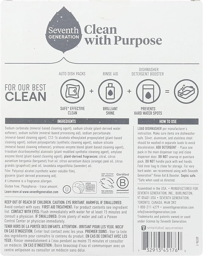 Seventh Generation Power Plus Auto Dish Detergent 15 Count, 7.9 Oz