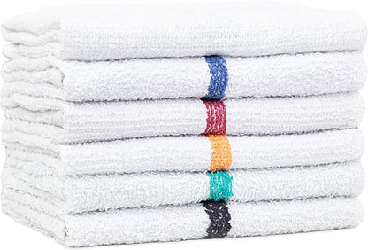 Arkwright Bar Mop Towels, Pack of 12, 100% Cotton Kitchen Dishcloths, Absorbent Quick Dry Cleaning Cloths for Restaurant, Bar and Home Kitchen, 16 x 19 in, White/Red