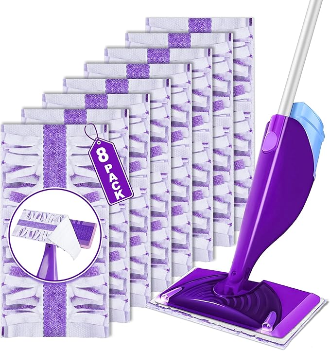 8 Count Mopping Pads Refills Compatible with Swiffer WetJet, Disposable Multi Surface Floor Cleaning Spray Mop Refill Pads, Multi-Layer Wet Dry Use for Hardwood Floor
