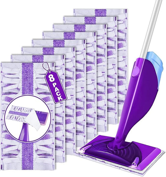 8 Count Mopping Pads Refills Compatible with Swiffer WetJet, Disposable Multi Surface Floor Cleaning Spray Mop Refill Pads, Multi-Layer Wet Dry Use for Hardwood Floor